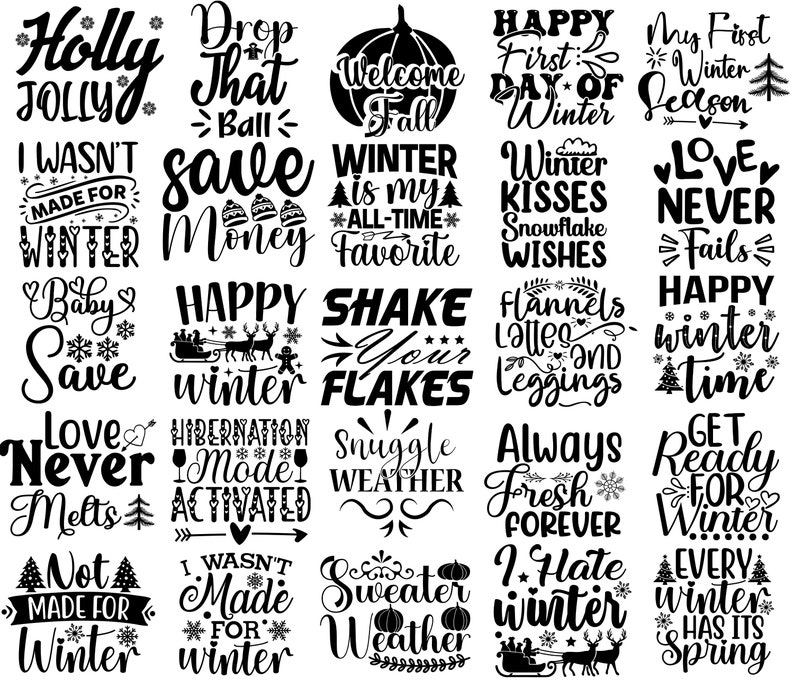 Winter Quotes SVG Bundle: 100+ Holiday Designs (digital Files) - Etsy