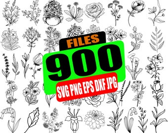 Botanical SVG Bundle: Wildflower Floral Clipart (Digital File)
