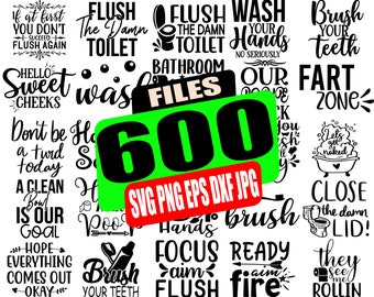 Funny Bathroom Quotes SVG Bundle, Bathroom Sign, Cricut Cut Files