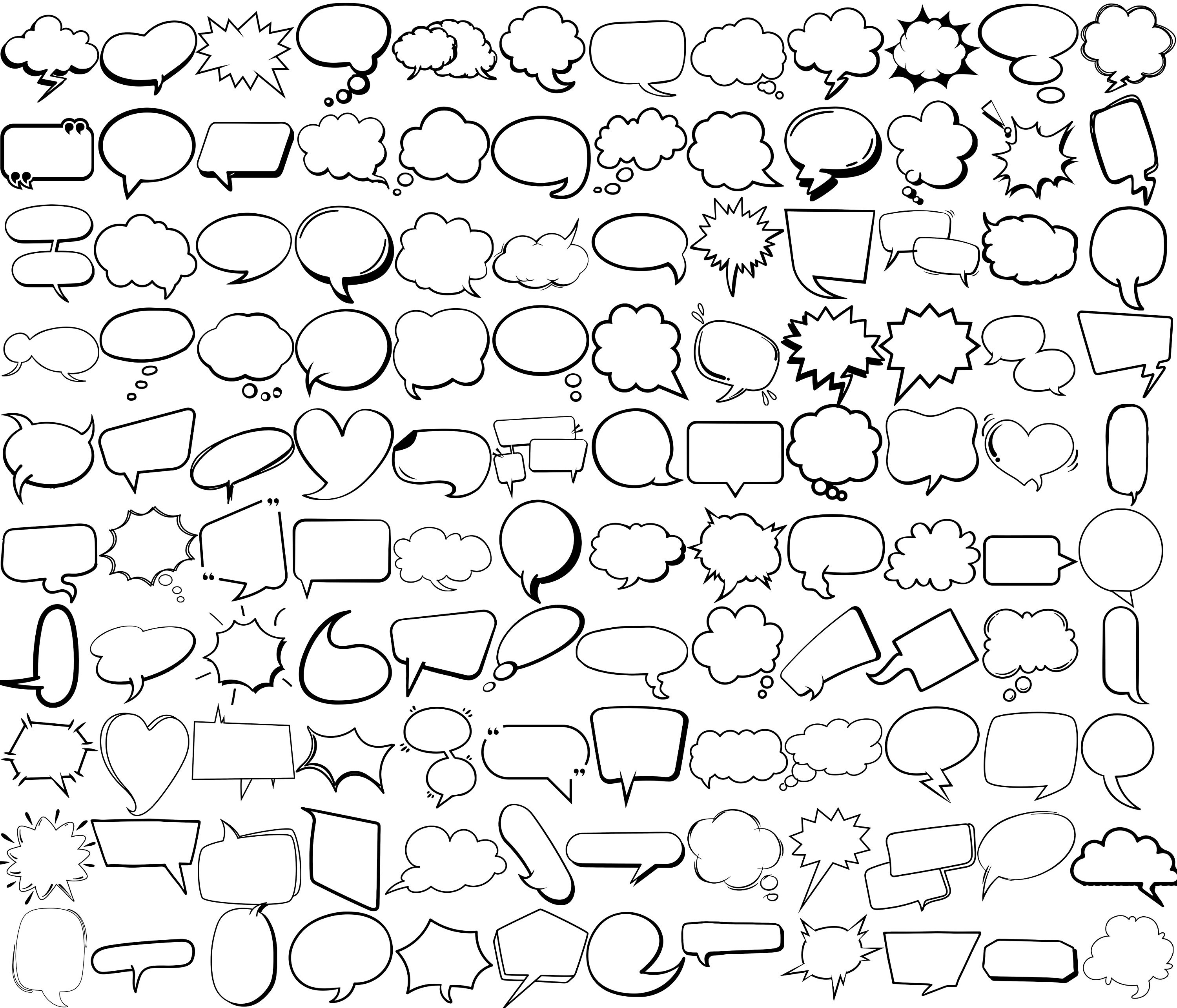 120 Speech Bubble SVG Bundle: Cartoon Thought Bubbles (cut Files) - Etsy