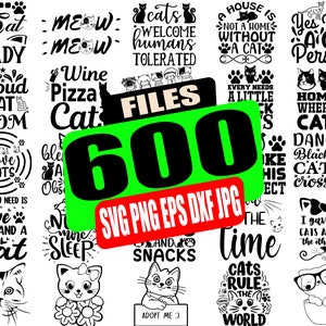 Cat Quotes SVG Bundle, Cat Lover SVG pour Cricut, Chats noirs Dire SVG, Drôle de chat svg, chat maman svg, chat svg, png, silhouette, fichier de coupe