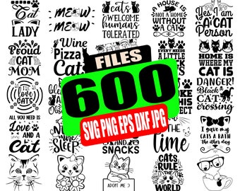 Cat Quotes SVG Bundle: Funny Cat Lover Designs (600 Files)
