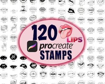 Lips Procreate Stamps Bundle: 120 Design Valentine Brushset