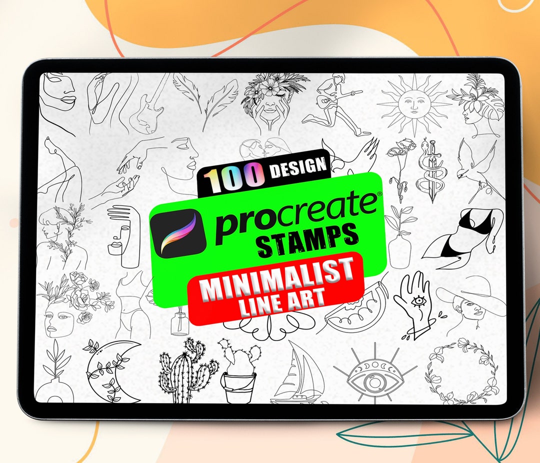 Minimalist Line Art Procreate Stamps: Floral Tattoo Abstract (.brushset ...