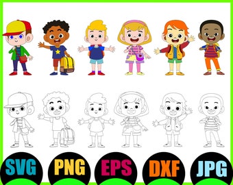 Stick Figure Family SVG Bundle: Kids Clipart (Cut Files)