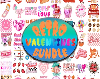 Retro Valentine PNG Bundle: Groovy Love Designs (Digital Download)