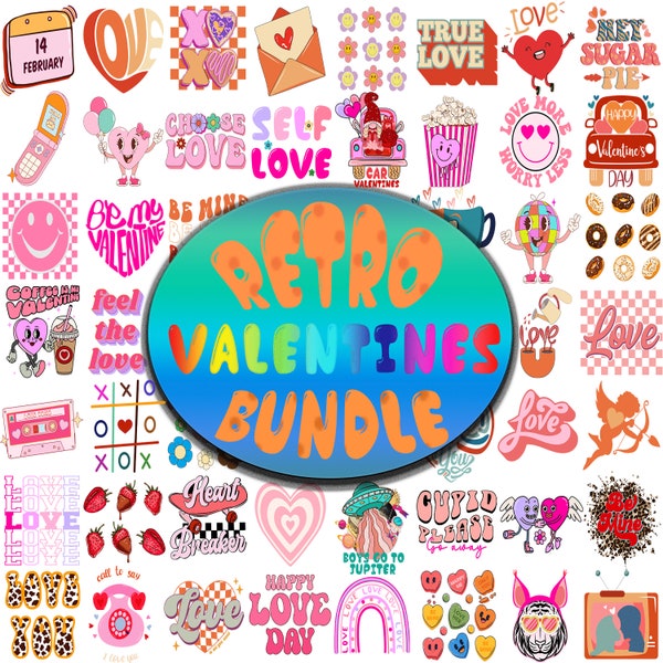 Retro Valentines Day PNG Mega Bundle,Groovy Valentine Png,Colored Valentine Love,Valentine Sublimation Design,Shirt Png