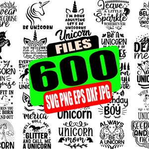 Unicorn Quotes SVG-bundel, Unicorn PNG-bestand, unicorn shirt png, unicorn verjaardag svg, clipart, gesneden bestand, cricut, silhouet