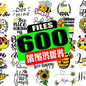 Paquete SVG de abejas: diseños de panal, abejas amables y felices (600 archivos)