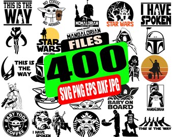 Mandalorian SVG Bundle, Baby Yoda, Star Wars (400 Files)
