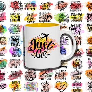 120 Travel Mug Sublimation Designs,Travel Saying Mug Wraps,PNG Files,Sublimation Printing,Commercial Use,Instant Download,Printable