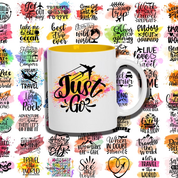 120 Travel Mug Sublimation Designs,Travel Saying Mug Wraps,PNG Files,Sublimation Printing,Commercial Use,Instant Download,Printable