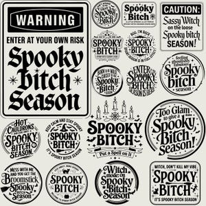 100 Spooky Bitch seizoen SVG PNG-bundel, Spooky Bitch-shirt, Move Over Hot Girl Summer, grappig skelet, Spooky Vibes, retro herfst, commercieel gebruik