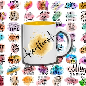 120 Coffee Mug Sublimation Designs, Funny Saying Mug Wraps, PNG Files, Sublimation Printing, Commercial Use, instant download, Printable