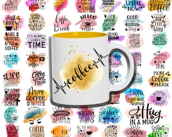 Funny Coffee Mug Sublimation Designs: 120 PNG Wraps (Commercial Use)