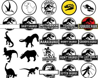 Jurassic Park Dinosaur SVG Bundle: Font Logo Birthday (130 Cut Files)