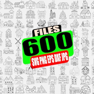 Paquete SVG de 120 casas dibujadas a mano, casas lindas SVG para cricut, esquema de casas SVG, Doodle House Clipart, casas minimalistas svg, png, archivo de corte