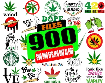 Pakiet SVG z liśćmi marihuany, pliki do cięcia z konopiami indyjskimi