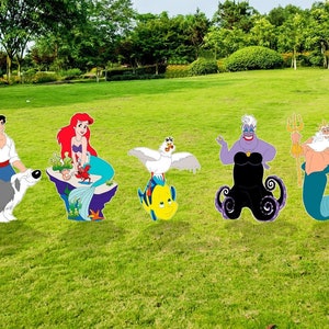 Little Mermaid party Decor,  Cutouts, Birthday Party Decor, Outdoor Décor, Yard Sign, Princess Ariel, Eric, Flounder, Halloween Decor,