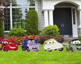Pixar Cars Halloween, Recortes de Cars para Halloween, Fiesta de Halloween de Cars, Decoración de Halloween de Cars, Recortes de Cars, Decoración de exteriores, Cars para Halloween