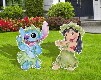 Lilo and Stitch Water Color, Hawaiian Luau, Cartoon Cutouts, Party Décor, Birthday Decorations, Yard Signs, Outdoor Decor sign,