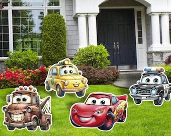 Cars Party Decor, Cars Cutouts and Yard Signs, Boys Birthday Party, Cars Birthday Party Decor, Outdoor Decor, Cars Water Color