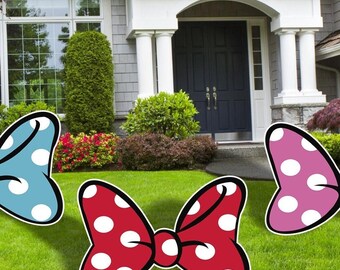 Minnie Bow Cutouts, Outdoor Decoration signs, Party Decor, Birthday Party Decor, Minnie Red Bow, Minnie Polka Dot Bow, Minnie Blue Bow,