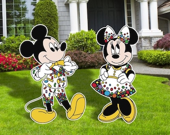 Mickey and Minnie Birthday Party Cutouts, Happy Birthday Decor, Mickey and Minnie Cutouts, Outdoor Decoration Sign, Party decor,