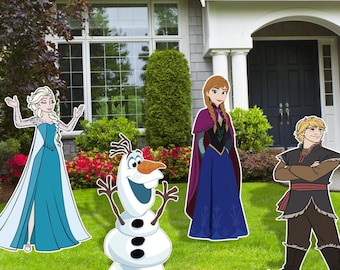 Frozen Party Decor, Anna and Elsa Cutouts, Frozen Party decor, Yard Sign, Frozen Birthday Party, Olaf, Kristoff, Sven, Princess Elsa