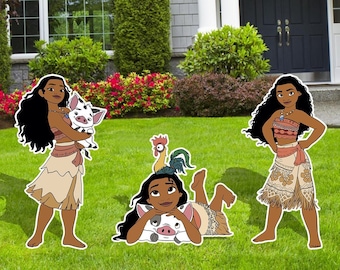 Moana Party Decor Cutouts, Moana Birthday Party Decor, Outdoor Decoration, Halloween Décor, Hawaiian Luau Décor, Yard Sign, Party Decor