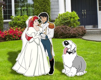 Ariel and Prince Erick Wedding, Little Mermaid party Decor,  Cutouts, Party Decor, Outdoor Décor, Yard Sign, Princess Ariel, Prince Eric