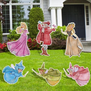 Sleeping Beauty Party decor Cutouts, Princess Aurora, Good Mothers, Outdoor Decor, Party Decor,  Birthday party Decor, Prince Phillip,