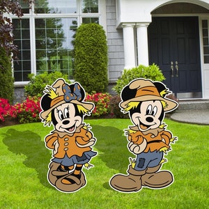 Scare Crows, Mickey and Minnie, Thanks Giving Decor, Cutouts, Outdoor Decor, Mickey Fall Decor, Yard,  Thanksgiving Decor, Pumpkin Patch