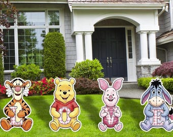 Recortes de Winnie the Pooh para San Valentín, Letras de Winnie Pooh, Decoración para San Valentín, Decoración para exteriores, Letrero de amor, Decoración para fiestas de San Valentín