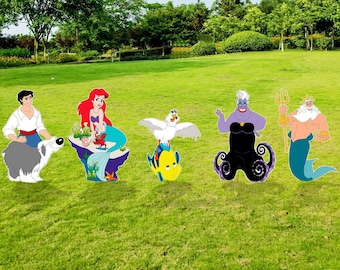 Little Mermaid party Decor,  Cutouts, Birthday Party Decor, Outdoor Décor, Yard Sign, Princess Ariel, Eric, Flounder, Halloween Decor,