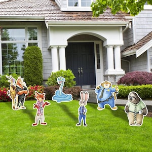 Zootopia yard Signs Cutouts, Zootopia Birthday Party decor, Coroplast Cutouts, Zootopia 2, Outdoor Decor, Party Props Set of 6 Signs
