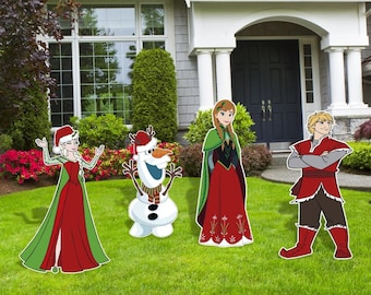 Frozen Christmas Cutouts, Christmas decor, Yard Art, Yard Sign, Frozen Cutouts, Outdoor decor, Sven, Olaf, Hans, Anna and Elsa Christmas dec