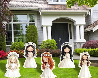 First Communion Cutouts, Yard Signs, Holy Communion Decoration, Outdoor Decor, Party Props, First Communion