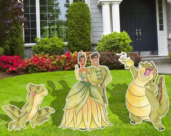 The Princess and The Frog Party decor, Princess Tiana Birthday Party, Outdoor Decor, Tiana Birthday party, Prince Naveen, Tiana Cutouts