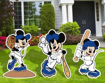 Mickey Baseball Cutouts, Outdoor Decor, Baseball Birthday Party decor, Mickey Pitcher Cutouts, Boys Party Decor, Baseball Party Decor