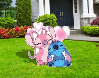 Stitch Party Decor Cutouts, Stitch Valentines Day Cutouts, Gender Reveal Party Décor, Birthday Party Décor, Stitch and Angel Party decor