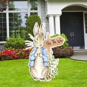 Peter Rabbit Party Decor, Peter Rabbit Cutouts, Baby Shower Decor, Personalized Sign, Pink Rabbit, Party Decor, Birthday Party Decor,