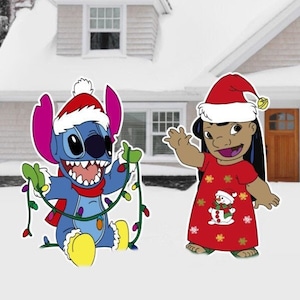 Stitch Christmas Decoration Signs, Stitch Cutouts, Outdoor Decoration Signs, Yard Art, Yard Sign, Christmas Decor, Stitch Christmas Lights bild 1
