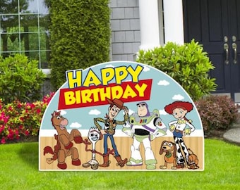 Toy Story Happy Birthday Party Decor, Toy Story Birthday Party, Yard Sign, Outdoor Decor, Yard Sign, Cartoon Cutouts, Lawn Decor, Toy Story