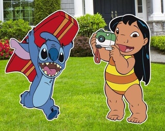 Stitch Pool Party, Stitch Surf, Lilo and Stitch Cutouts, Party Décor, Outdoor Decoration, Stitch Birthday Party's decoration, Yard Sign