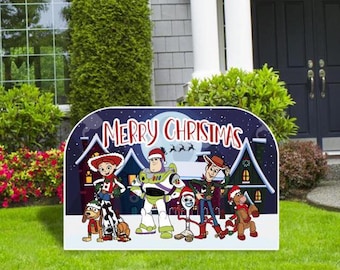 Toy Story Merry Christmas Decor, Toy Story Christmas  Party, Christmas Yard Sign, Outdoor Decor, Yard Sign, Cartoon Cutout, Toy Story Cutout