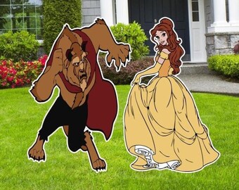 Princess Belle, Birthday Party Characters, Cut Outs, Outdoor Décor Sign, Party Décor, Halloween Décor, Yard Signs, Beauty and the Beast,