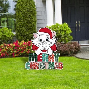 Aristocats Merry Christmas Yard Signs and Cutouts, Marie the Aristocat Cutouts, Merry Christmas Sign, Outdoor Decor Sign, Marie Christmas