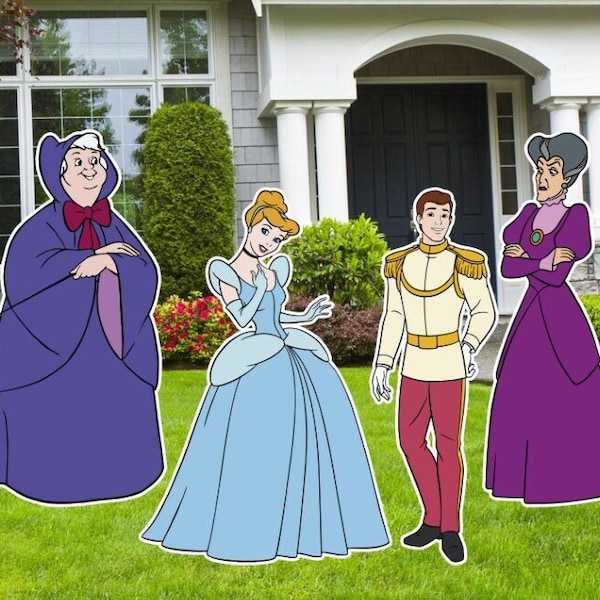 Cinderella Party Decor, Cinderella Cutouts, Outdoor Decor, Birthday Party Decor, Halloween Décor, Fairy God Mother, Mice, Glass Slipper,