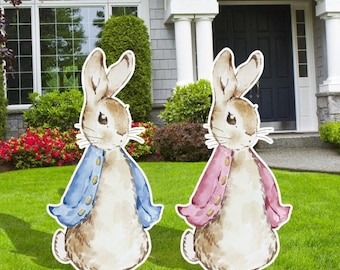 Peter Rabbit Easter Yard Signs Cutouts, Baby Shower Decor, Gender Reveal, Peter Rabbit Birthday, Flopsy Bunny Cutouts, Twins Party Decor